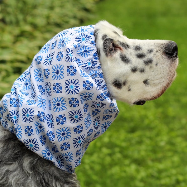 Blue and White Dog Snood- Cavalier King Charles Snood- Cotton Pet Snood- Cocker Spaniel Snood- Dog Show Snood- Dog Grooming- Pet Accessories