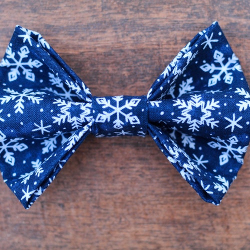 Preppy Navy Blue Seersucker Dog Bow Tie Etsy