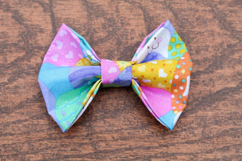 Easter Dog Bow Tie Sparkly Easter Egg and Bunny Dog Bow Tie Spring Dog Bow Tie-Collar Bow Dog Accessories Pastel Dog Bow Tie image 1