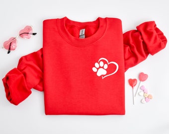 Heart Paw Print Sweatshirt, Valentine’s Day Sweatshirt, Dog Sweatshirt, Dog Mom Gift, Valentine’s Day Shirt, Dog Lover Gift, Valentine Shirt