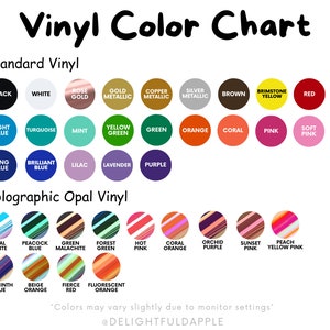 Vinyl color chart showcasing the different color options for Doodle decal.