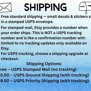 Shipping options for decals and stickers.