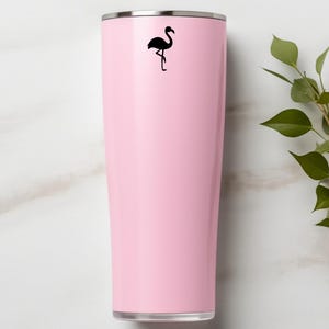Mini Flamingo decal placed on tumbler.