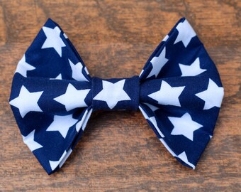 Blue and White Star Dog Bow Tie- Independence Day Dog Bow Tie- Fourth of July Dog Bow Tie- Summer Dog Bow Tie-American Dog Bow Tie