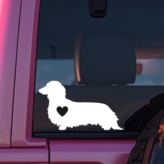 Long Haired Dachshund Heart Decal, Dachshund Sticker, Dachshund Decal, Doxie Decal, Car Decal, Laptop Sticker, Vinyl Decal, Tumbler Decal