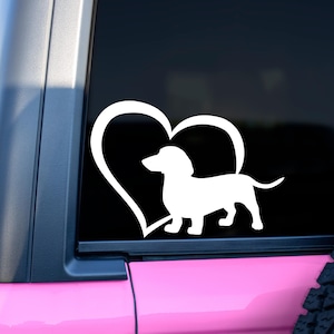 Dachshund Heart Vinyl Decal, Dachshund Mom Decal, Doxie Lover Decal, Dachshund Car Decal, Doxie Sticker, Dachshund Gift, Doxie Laptop Decal