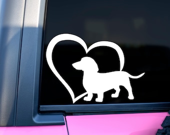 Dachshund Heart Vinyl Decal, Dachshund Mom Decal, Doxie Lover Decal, Dachshund Car Decal, Doxie Sticker, Dachshund Gift, Doxie Laptop Decal