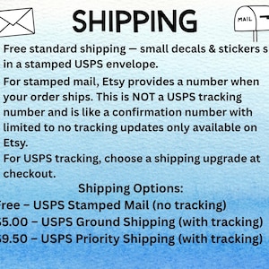 Shipping options for decals and stickers.