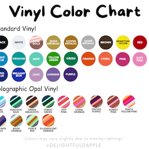 Vinyl color chart showcasing the different color options for Dachshund decal.