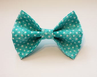 Polka Dot Dog Bow Tie: Turquoise Spring Pet Collar Accessory