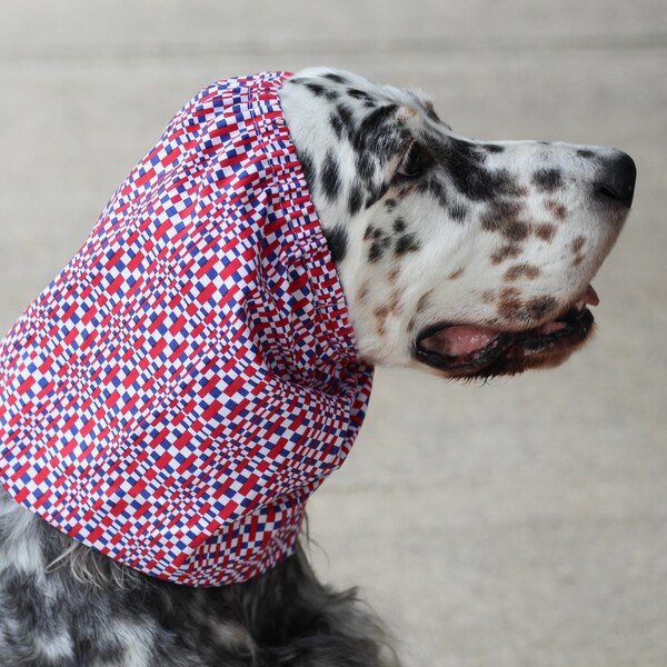 Red, White and Blue Dog Snood- Cotton Pet Snood- Cavalier King Charles Spaniel Snood- Cocker Spaniel Snood- Dog Accessories