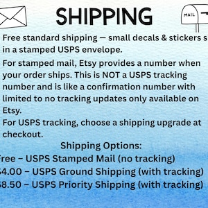 Decal and sticker shipping options.