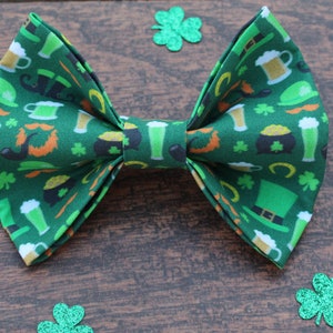 St. Patrick's Day Dog Bow Tie: Irish Shamrock Clover Print