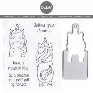 DzIxY - Sellos transparentes y troqueles de corte de metal con forma de unicornio para hacer tarjetas, sellos transparentes, plantillas para relieve de papel, manualidades