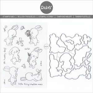 DzIxY Kaninchen Karotte Klare Briefmarken und Metallstanzformen für die Kartenherstellung Transparente Versiegelungen Papierprägung Schablonen Handwerk