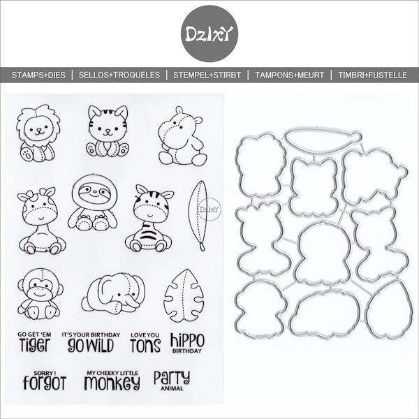 DzIxY Animals Doll Clear Stamps and Metal Cutting Dies For Card Making Transparent Seals Set Paper Embossing Stencils Crafts