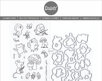DzIxY Animals Concert Genomskinliga Stämplar och Metallskärverktyg För Korttillverkning Transparenta Sigiller Set Papperspräglingsschabloner Hantverk