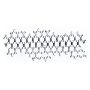 May include: A silver metal die cut featuring a honeycomb pattern. The die cut is designed for crafting and scrapbooking.