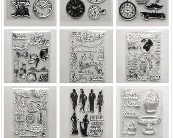 26 Design 2022 NEW Retro Clock Clear Stamps DIY Scrapbooking Craft Supplies Silicon Seal Card Photo Album ink pad Vintage Stamping