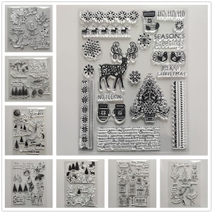 26 Design 2022 NOVO Selos transparentes de árvore de Natal DIY Scrapbooking Suprimentos para artesanato Cartão de selo de silicone Álbum de fotos Almofada de tinta de veado Carimbo