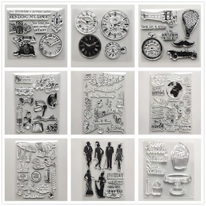 26 Ontwerp 2022 NIEUWE Retro Klok Clear Postzegels DIY Scrapbooking Craft Supplies Siliconenafdichting Kaart Fotoalbum stempelkussen Vintage stempelen