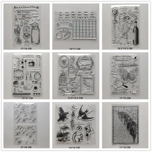 26 diseños 2022 flores y pájaros sellos transparentes DIY arte de colección de recortes suministros tarjeta de sello de silicona álbum de fotos almohadilla de tinta estampado
