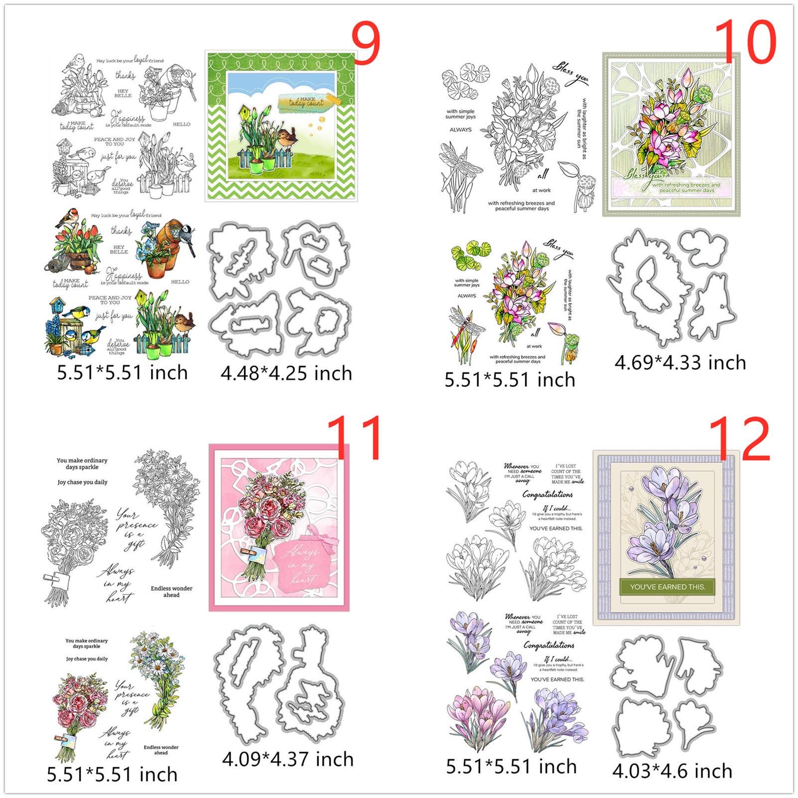 Flower Leaves Plants Clear Stamps and Die Cuts for Card Making DIY ...