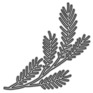 May include: A black metal die cut of a sprig of pine branches with multiple needles.