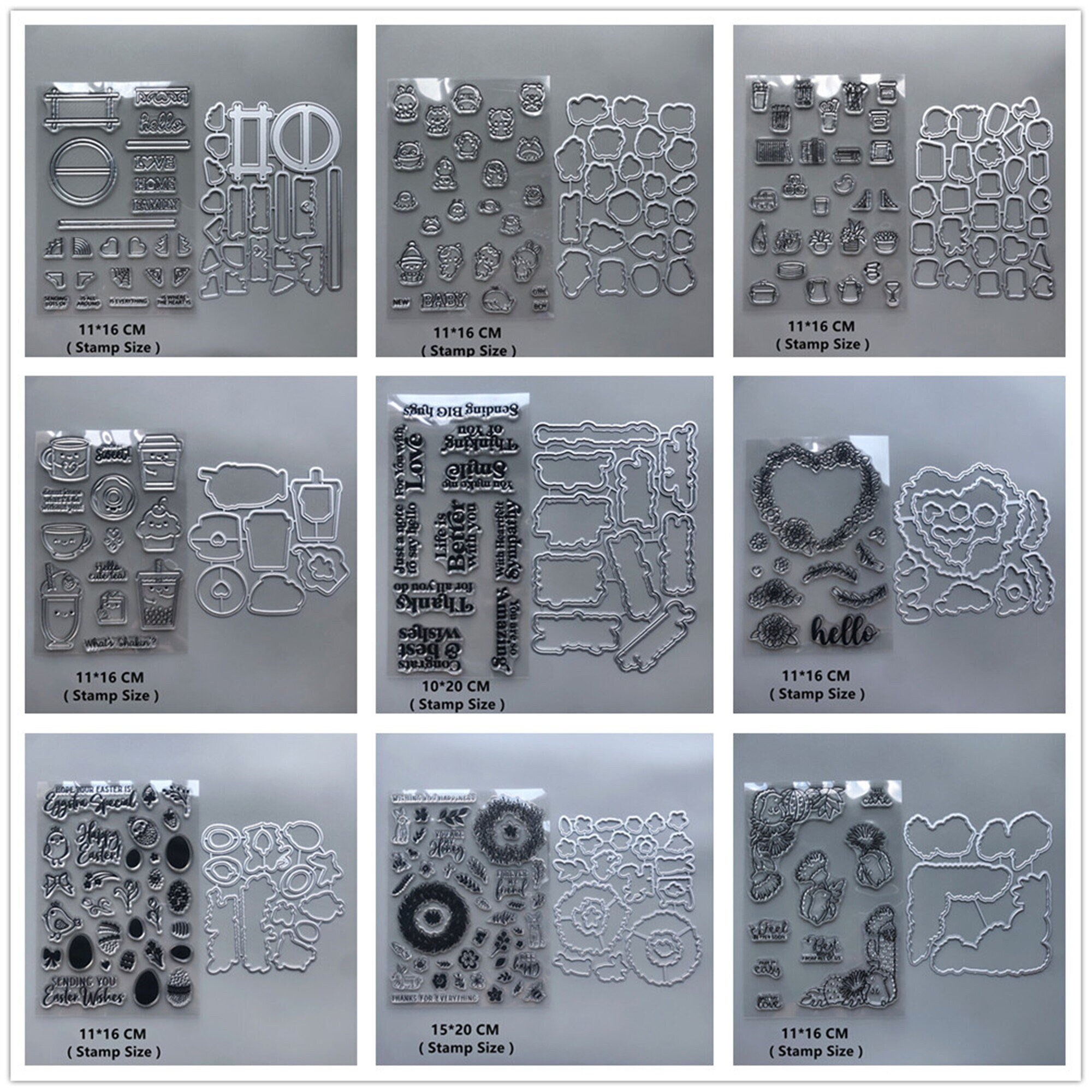 スクラップブッキング素材大量セット 29種類の動物のクリアスタンプと金属カッティングダイ。スクラップ