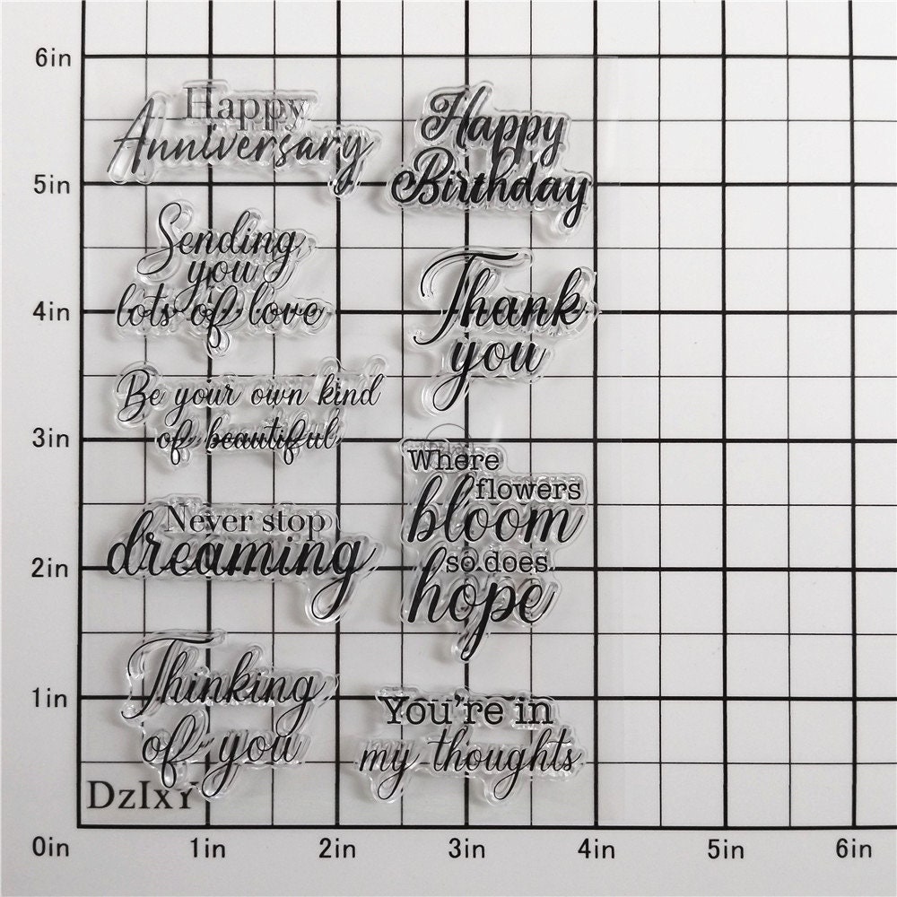 Dzixy Words Happy Birthday Clear Stamps for Card Making Scrapbook ...
