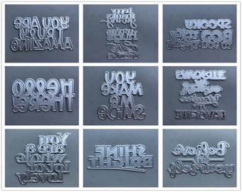 29 Design Words Sentiments Metal Cutting Dies • 2022 NEW Die Cuts for Cards Making • DIY Embossing Die Cuts • Scrapbooking Paper Stencils