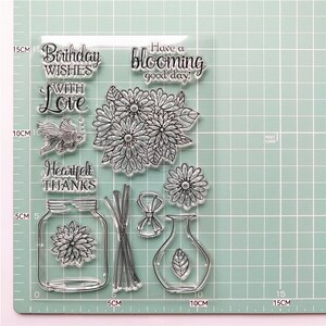 Dzixy Vase Goldfish Clear Stamps and Metal Cutting Dies for Card Making ...