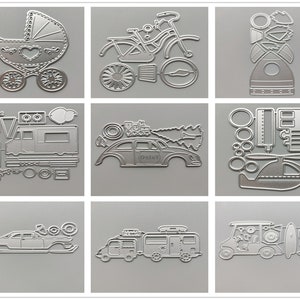22 Design Cars Aircraft Metal Cutting Dies • 2022 NOVOS Die Cuts para fazer cartões • DIY Embossing Die Cuts • Stencils de papel para scrapbooking