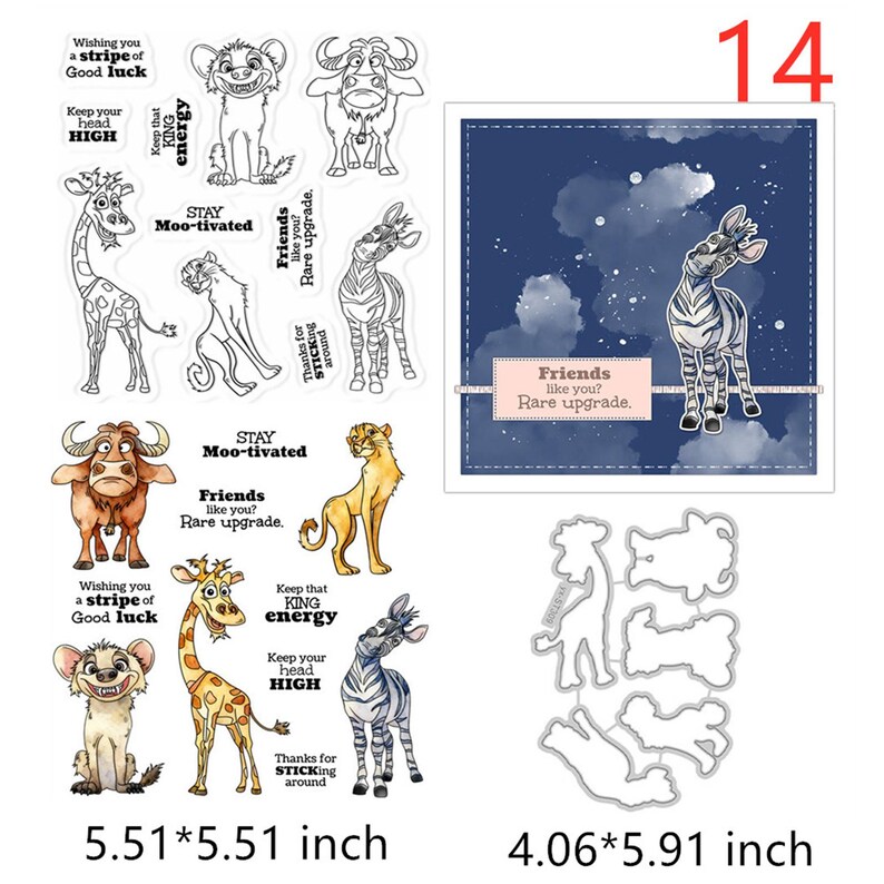 Dog Cat Cow Animals Clear Stamps and Die Cuts for Card Making DIY Metal ...