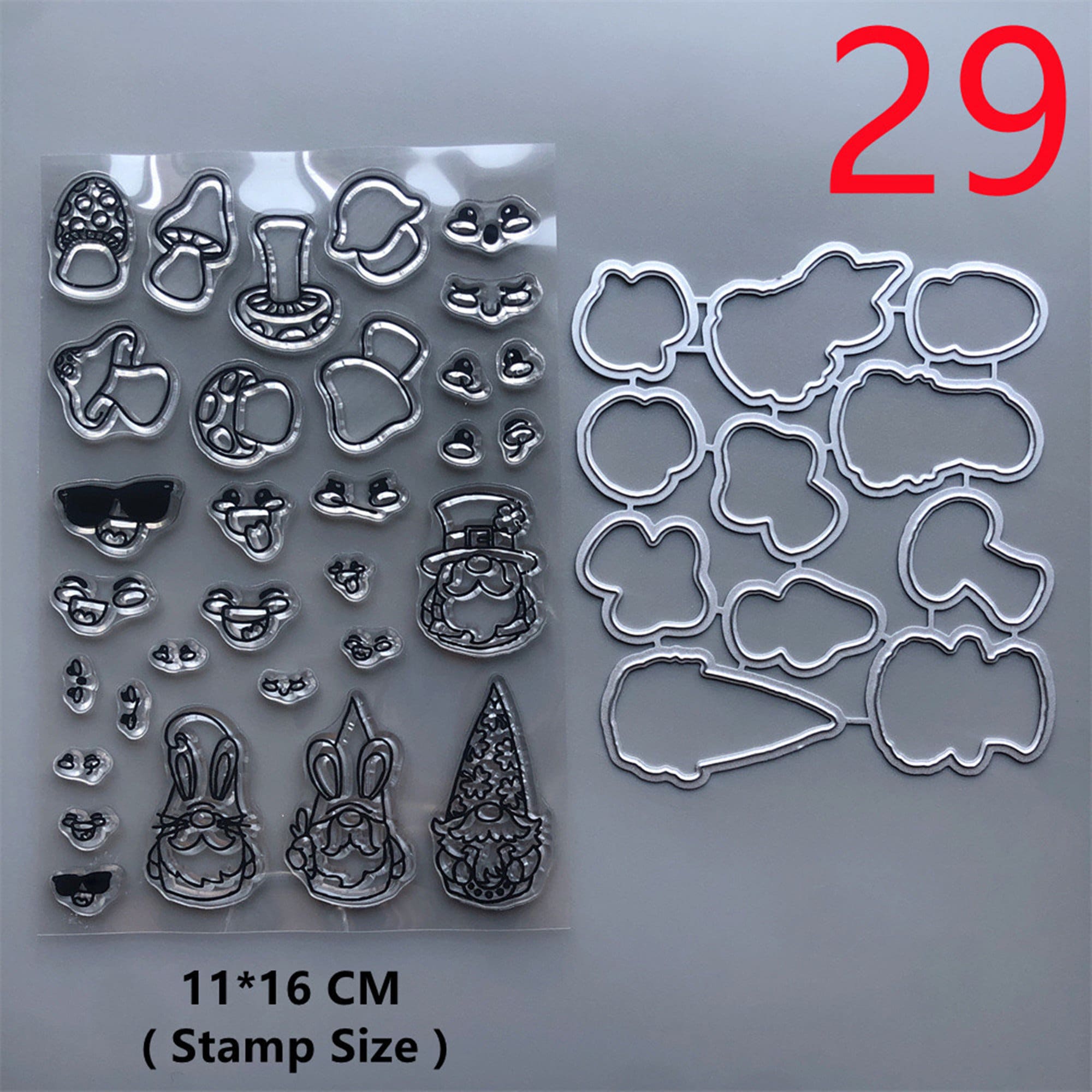 カッティングダイ　クリアスタンプ 29種類の動物のクリアスタンプと金属カッティングダイ