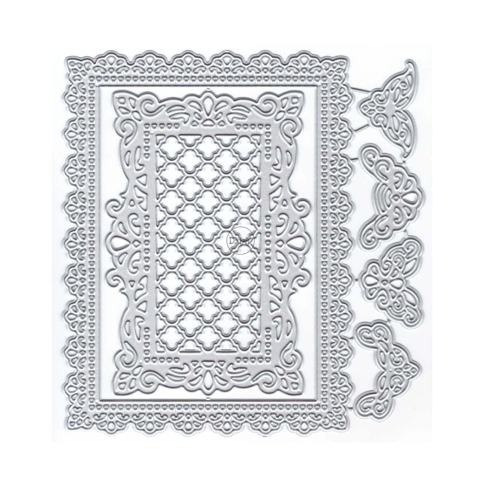 Dzixy Vintage Rectangle Lace Metal Cutting Dies for Card Making Paper ...