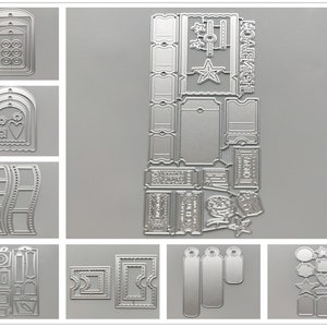 27 troqueles de corte de metal con diseño de etiquetas • Troqueles nuevos de 2022 para hacer tarjetas • Troqueles de relieve para bricolaje • Plantillas de papel para álbumes de recortes