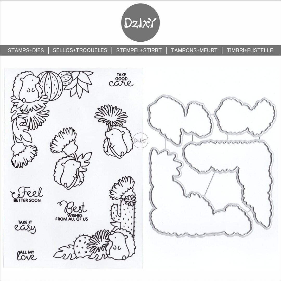 Dzixy Rats Flowers Clear Stamps and Metal Cutting Dies for Card Making ...