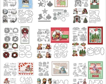 Sellos transparentes y troqueles navideños para hacer tarjetas. Juegos de troqueles de metal para scrapbooking. Sellos de silicona para tarjetas y decoración.