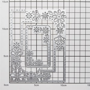 Dzixy Rectangle Flower Border Metal Cutting Dies for Card Making Paper ...