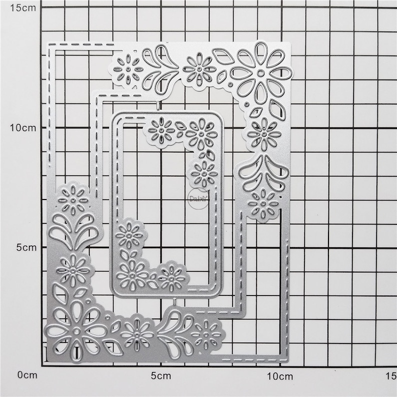 Dzixy Rectangle Flower Border Metal Cutting Dies for Card Making Paper ...