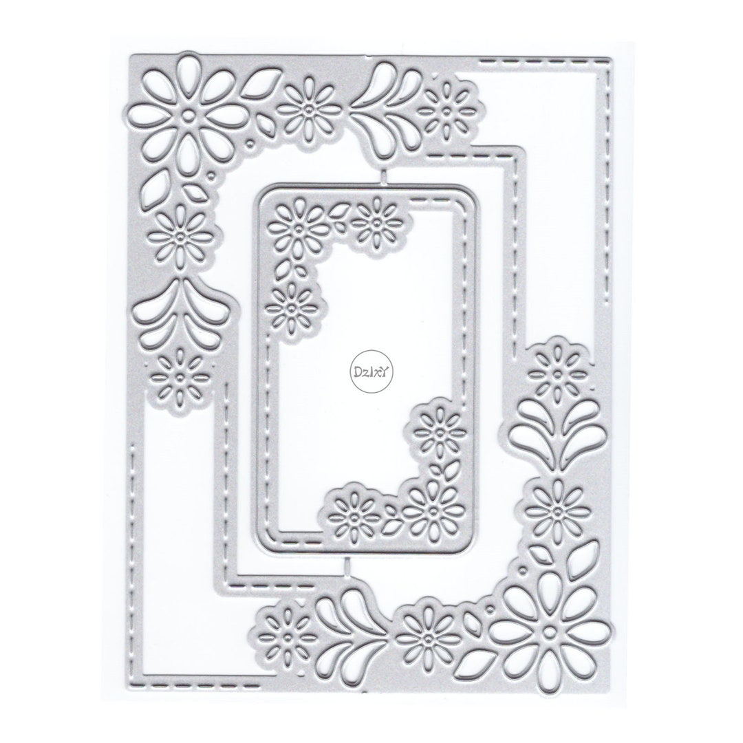 Dzixy Rectangle Flower Border Metal Cutting Dies for Card Making Paper ...