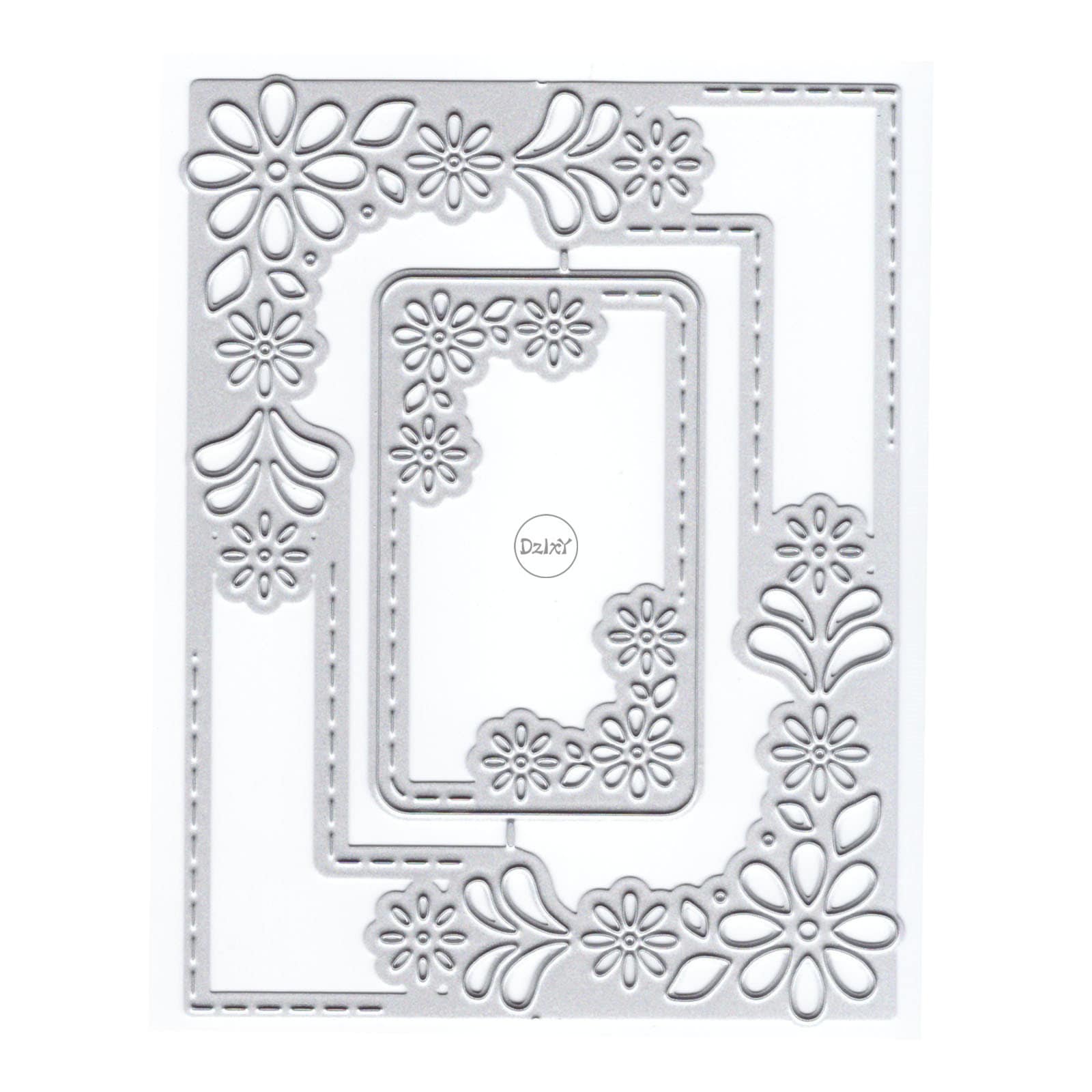 Dzixy Rectangle Flower Border Metal Cutting Dies for Card Making Paper ...