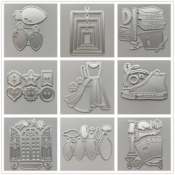 Matrices De Découpe Métal Étiquettes Géométriques - Pour Scrapbooking, Cartes, Gaufrage - Machine Compatible