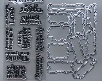 2022 NYA Engelska Ord Genomskinliga Stämplar och Metall Skärdformar För Scrapbooking Material DIY Papper Prägling Schabloner Sigill Hantverk