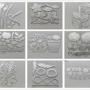 10 fustelle in metallo Design Assemble Flowers • 2022 NUOVI fustelle per la creazione di biglietti • Fustelle per goffratura fai da te • Stencil di carta per scrapbooking