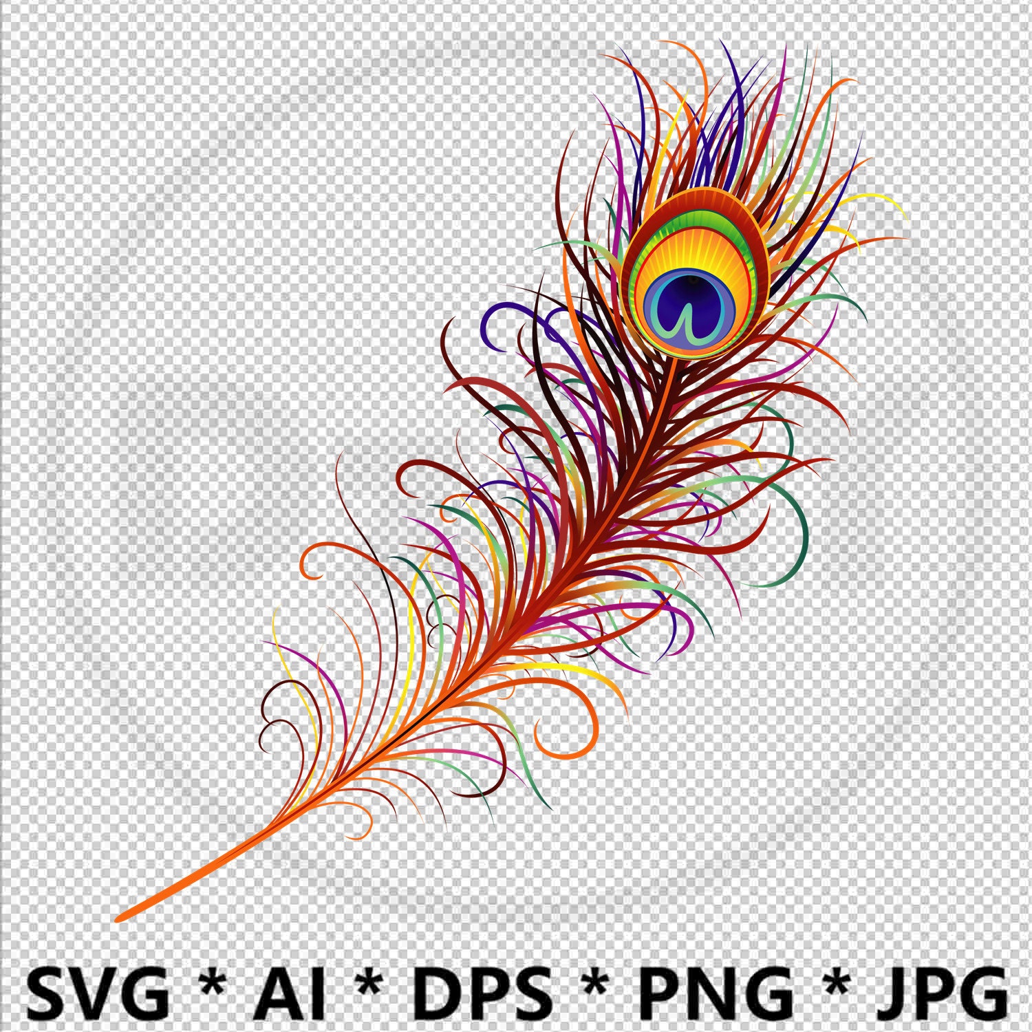 Colorful Peacock Feather SVG eps-AI Print Cut Files Clipart | Etsy