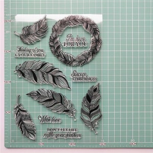 Dzixy Letter Leaves Wreath Clear Stamps and Metal Cutting Dies for Card ...