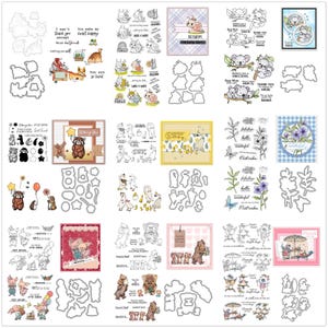 Sellos transparentes y troqueles de animales para perros y gatos, para hacer tarjetas, juegos de troqueles de corte de metal para scrapbooking, papel, sellos de silicona, tarjetas y decoración.