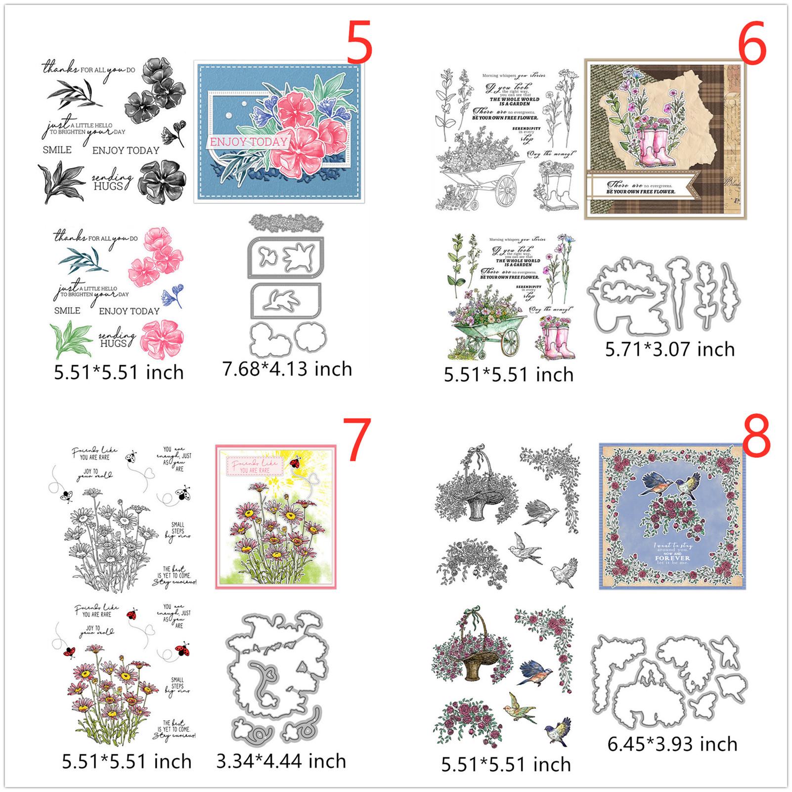 Flower Leaves Plants Clear Stamps and Die Cuts for Card Making DIY ...